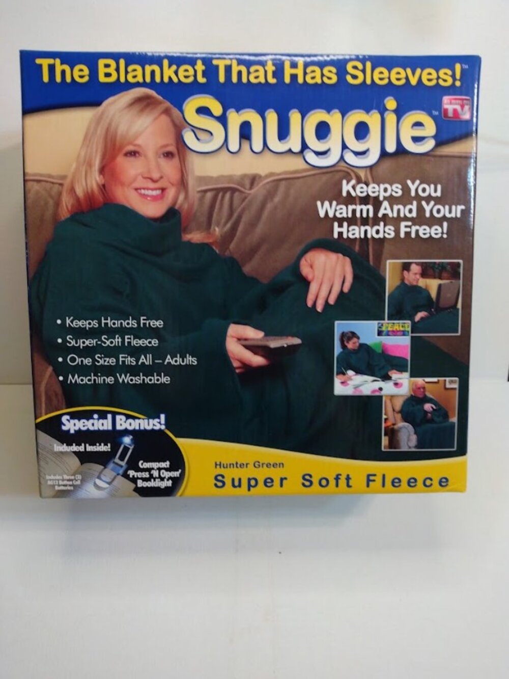 Vintage Snuggie Super Soft Fleece Wearable Blanket w/ Sleeves Green OS 71" X 54"